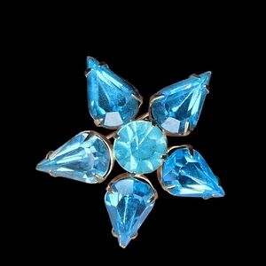 Vintage Mid-Century Aquamarine Starburst Brooch